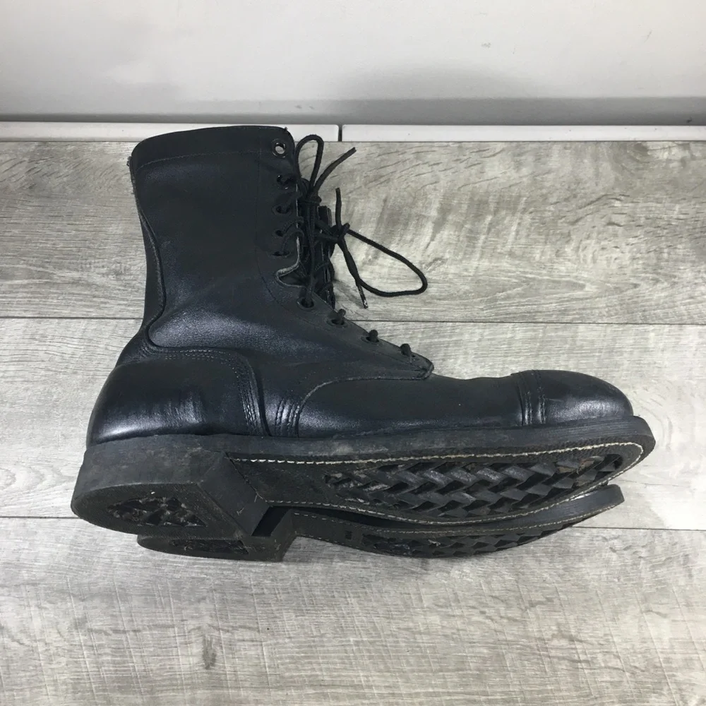 Vtg 90s Combat Men Work Steel Toe Punk Grunge Leather Motorcycle Biker Boots 9.5